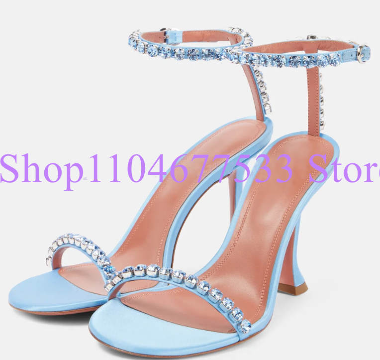 Women'S Shoes Navy Blue - Blaue Farbe Kristall Dame Sandalen Mode