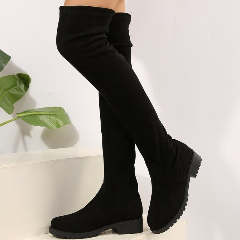 Sock Boot Women - Damen Overknee-Stiefel, oberschenkelhoch, Stretch, Wildleder-ähnliche Textur,