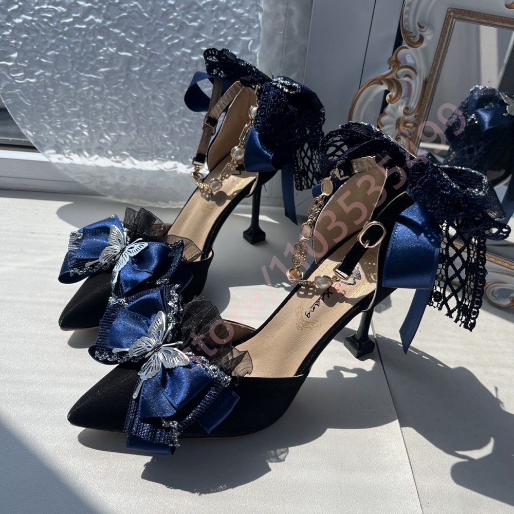 Women'S Shoes Navy Blue - 2026 Neue Satin Spitze Pumps in