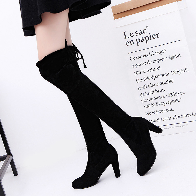 Sock Boot Women - Damenstiefel, Stretchstoff, Overknee-Stiefel, Slip-on-Plateau, lange Stiefel,