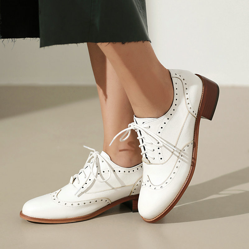 Oxford Lace Up Women - Brogue Oxford Schuhe Damen Schnürschuhe mit