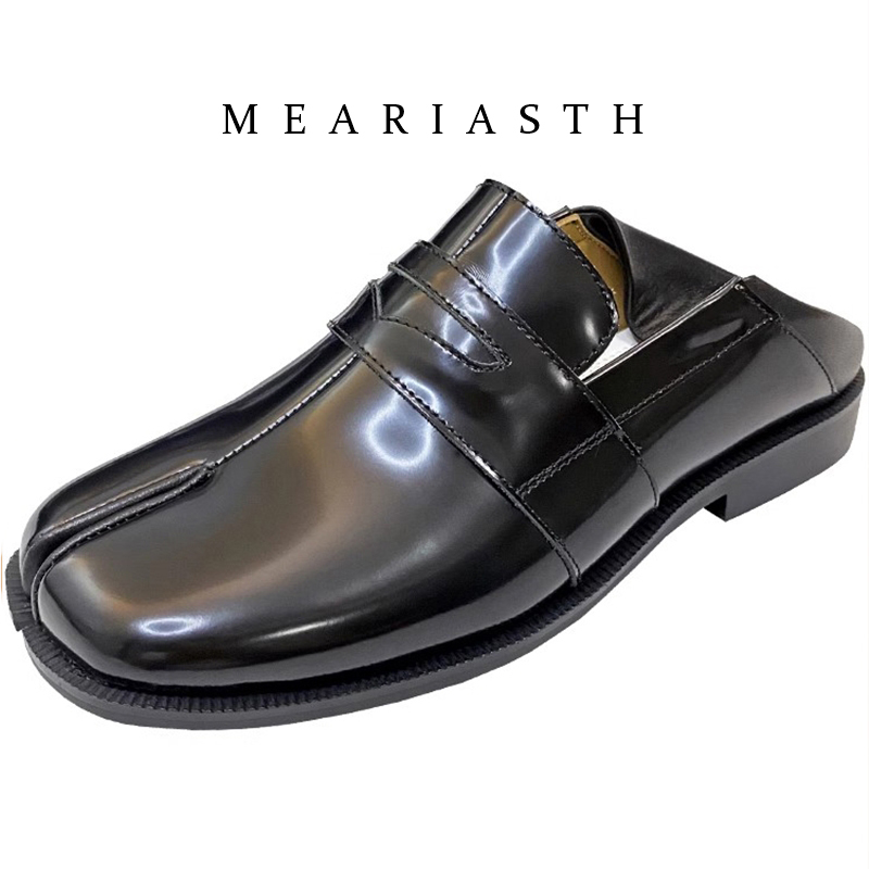 Women'S Shoes In Wide Width - Schwarze Tabi-Schuhe mit geteilter Zehenpartie aus