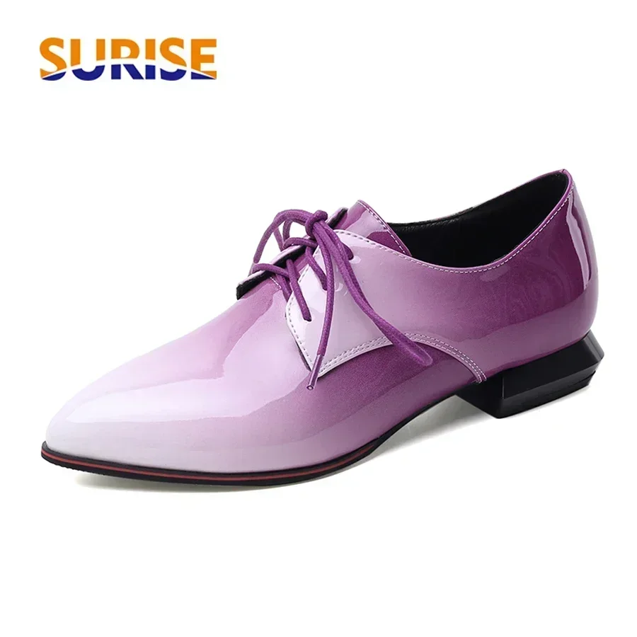 Oxford Lace Up Women - Britische Damen-Oxfords mit Farbverlauf, Rot, Lila,