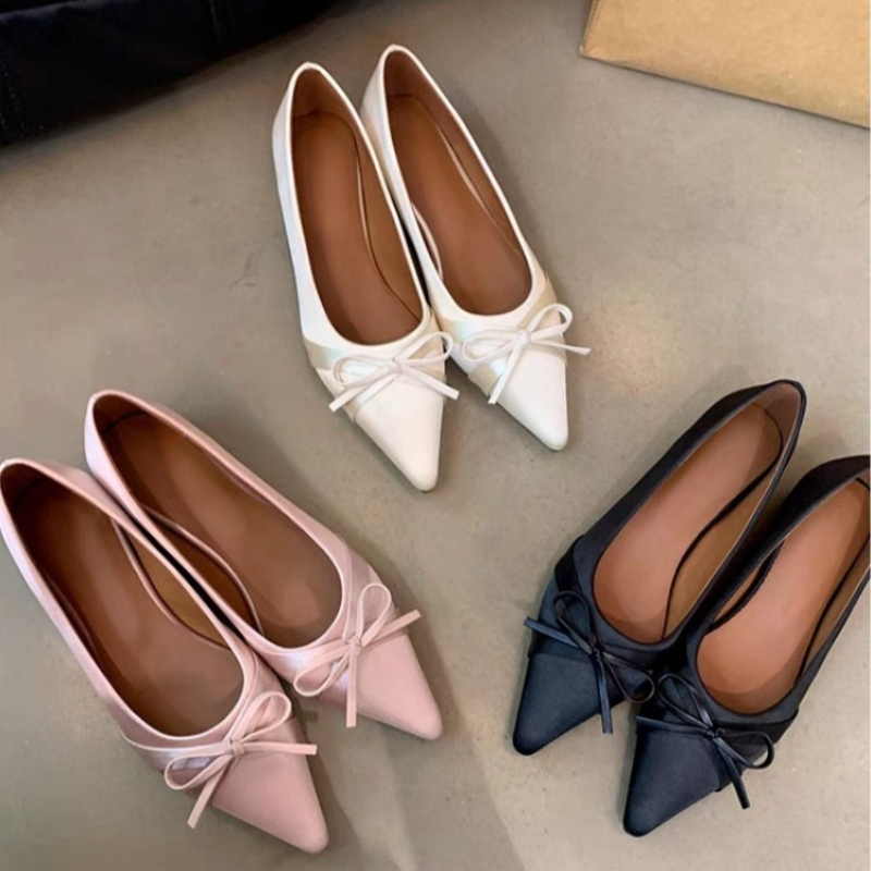 Pointed Toe Flat - Sommerliche neue Chiffon-Sandalen mit süßer Schleife