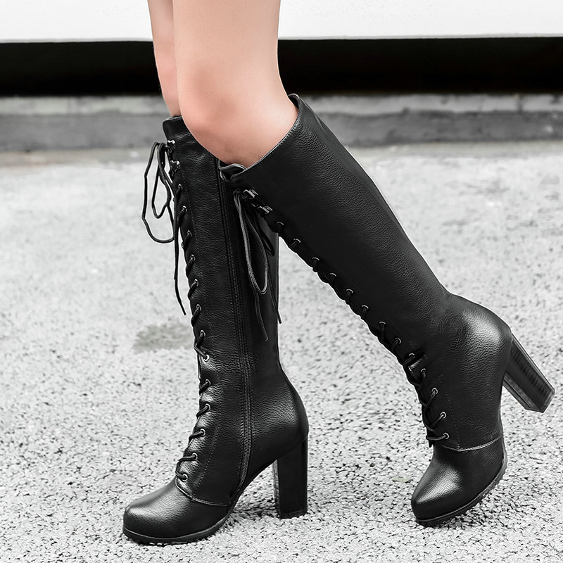 Sock Boot Women - Damenstiefel, dicke High Heels, Winter, neues