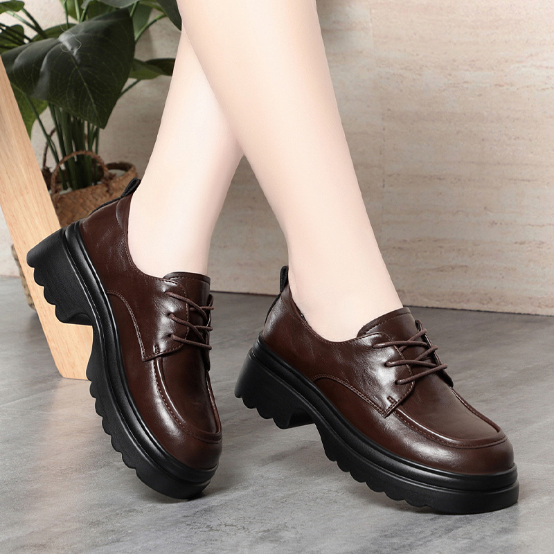 Oxford Lace Up Women - 5 cm Vintage Deep Mouth Weiche