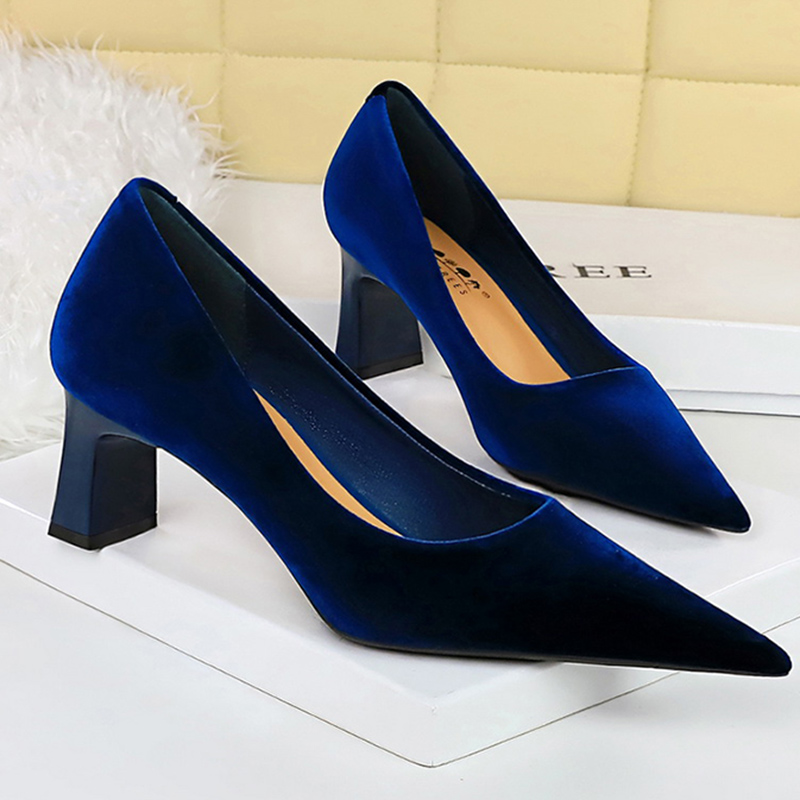 Damen Neue Glamouröse Samt-Pum – Women'S Shoes Navy Blue Bewertung und Preis