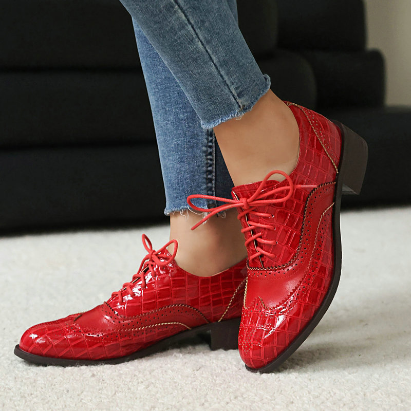 Damen Brogue Oxford Schuhe mit – Oxford Lace Up Women Bewertung und Preis