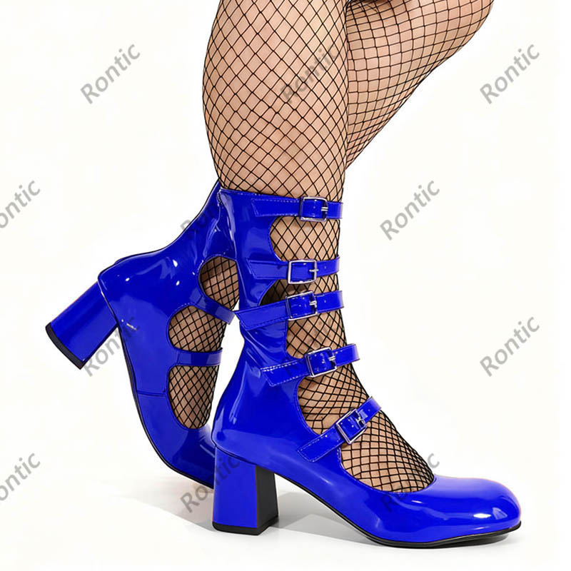 Blaue Gothic-Stiefel aus Lackl – Women'S Shoes Navy Blue Bewertung und Preis