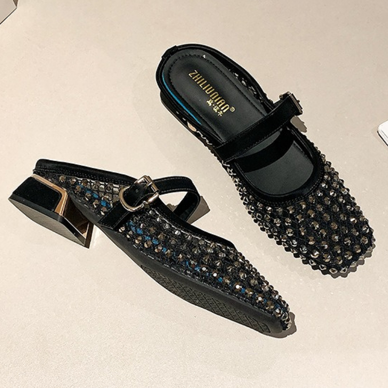 Mesh Strass Chunky Ferse Mault – Mule Slip On Bewertung und Preis